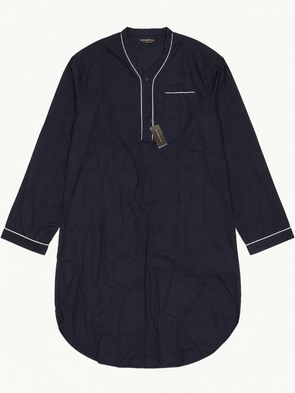 Alexander Del Rossa Navy Cotton Nightshirt White Piping NWT SIZE LARGE